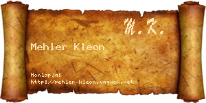 Mehler Kleon névjegykártya